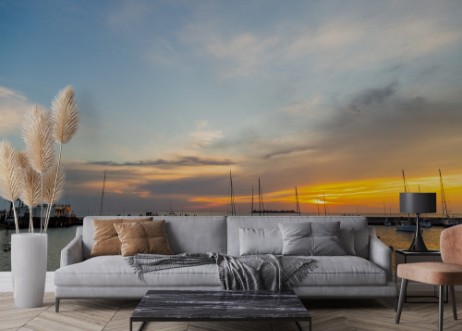 Couch de soleil sur le port de Colonia de Sacramento en Uruguay photowallpaper Scandiwall