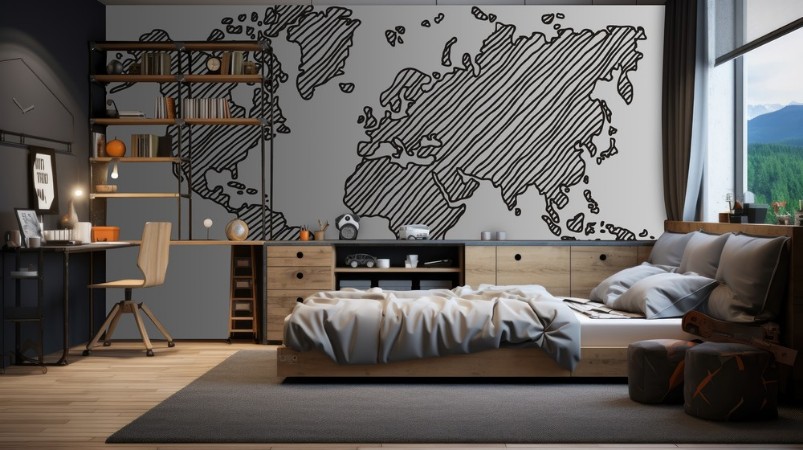 Freehand World Map Sketch photowallpaper Scandiwall