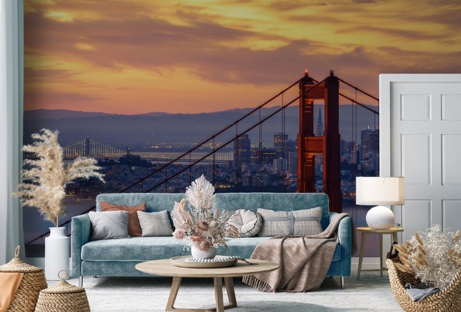 Misty Mornings at the Golden Gate photowallpaper Scandiwall