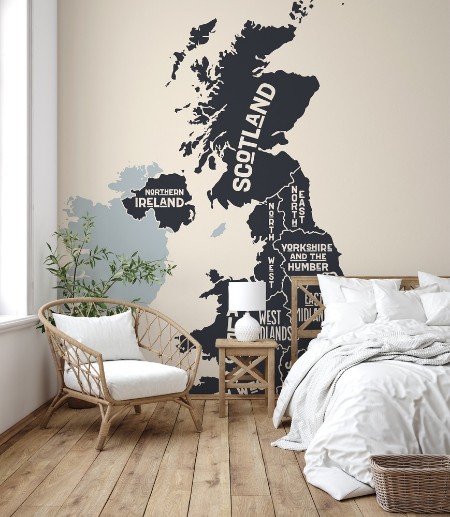 United Kingdom Map photowallpaper Scandiwall