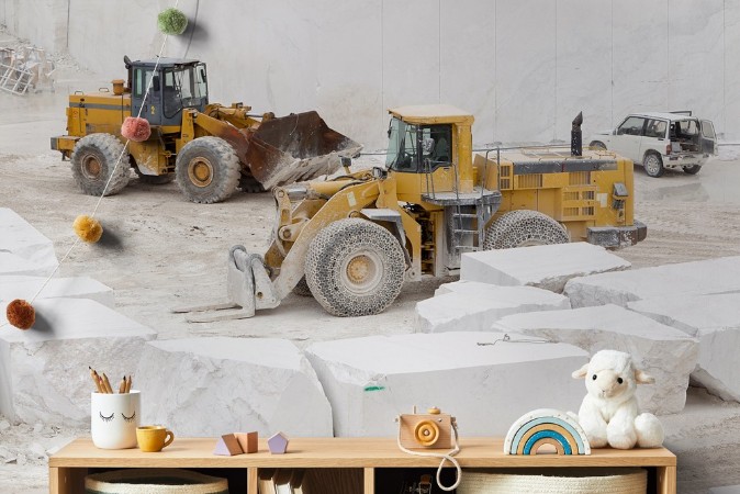 Loaders in Marble Quarry photowallpaper Scandiwall