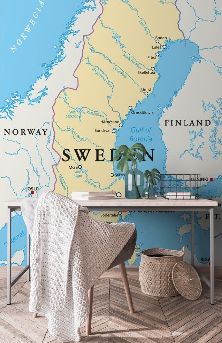 Sweden Political Map photowallpaper Scandiwall