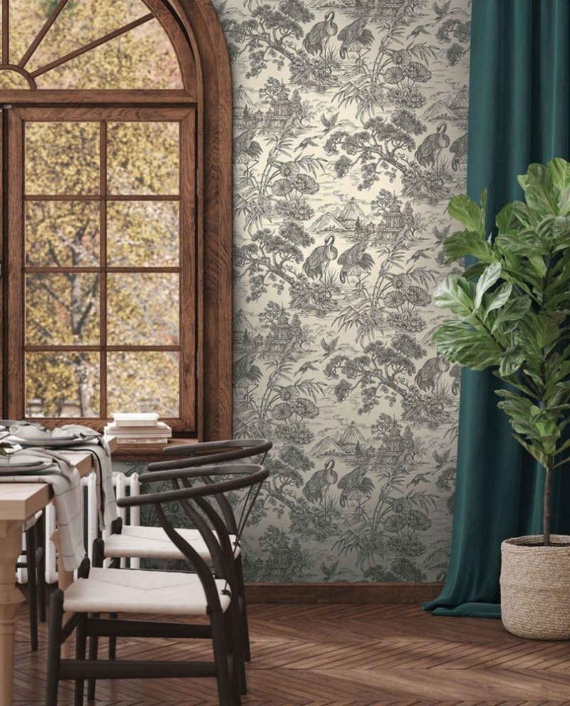 Natoru Charcoal Cream - 91703 wallpaper Holden Decor