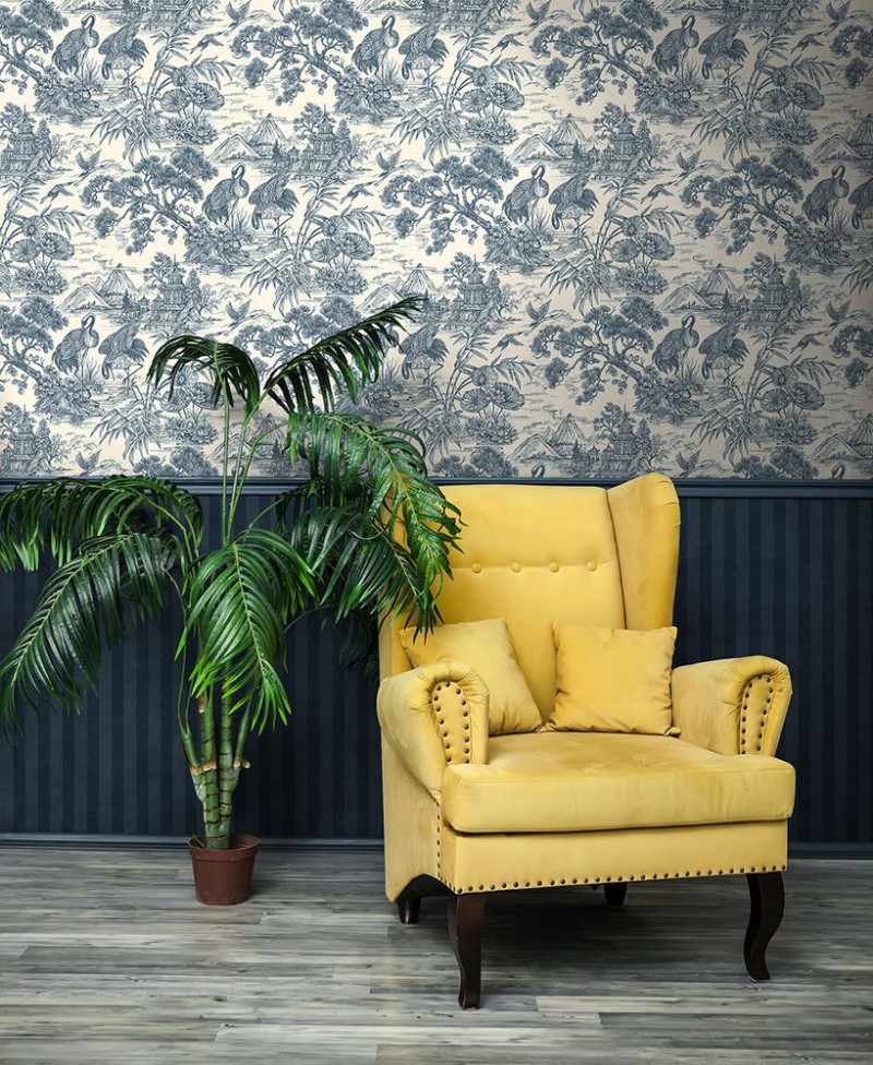 Natoru Navy Cream - 91705 wallpaper Holden Decor