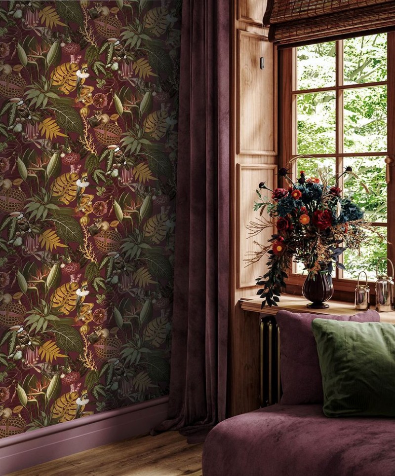 Reverie Burgundy - 91769 wallpaper Holden Decor