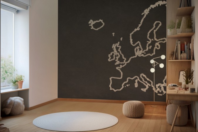 Chalkboard Map photowallpaper Scandiwall