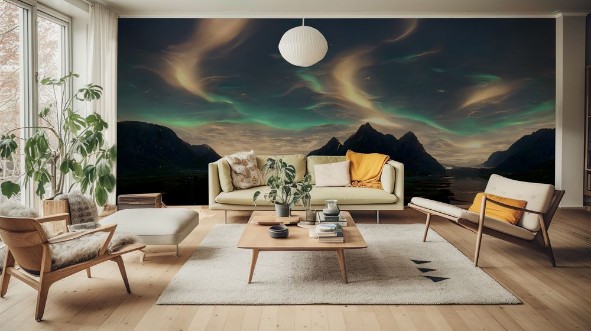 northern lights sky photowallpaper Scandiwall