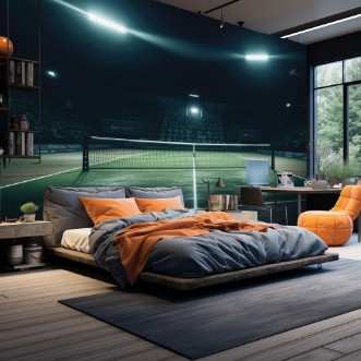 Tennis Court with Spotlights photowallpaper Scandiwall