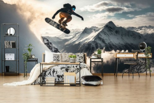 Extreme snowboarding freeride photowallpaper Scandiwall