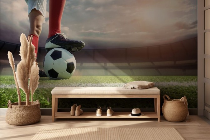 Football player in the stadium photowallpaper Scandiwall