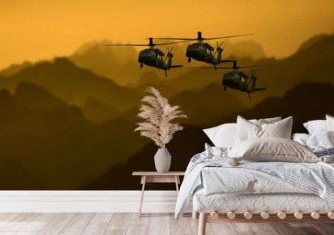 Helicopter Attack photowallpaper Scandiwall