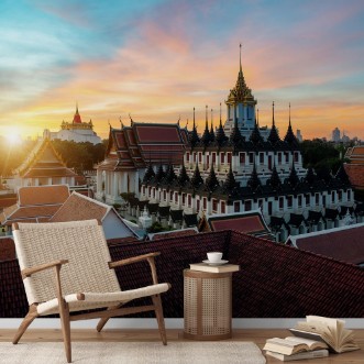 Wat Ratchanatdaram temple and Metal Castle in Bangkok Thailand photowallpaper Scandiwall