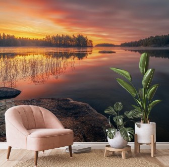Vättern Lake before sunrise Sweden photowallpaper Scandiwall