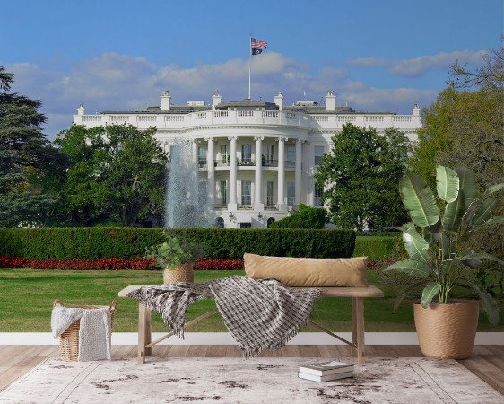 The White House in Washington DC is the home and residence of the President of the United States of America and popular tourist attraction photowallpaper Scandiwall