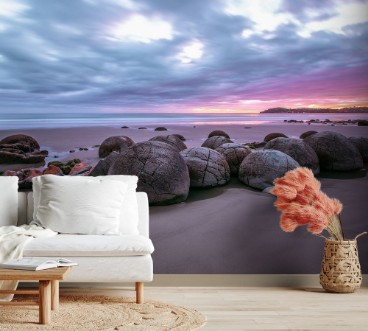 Moeraki Boulders am Koekohe Beach an der Kste von Otago in Neuseeland New Zealand photowallpaper Scandiwall