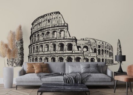 Drawing of colosseum photowallpaper Scandiwall