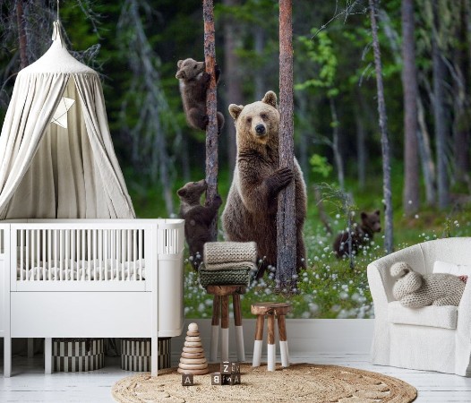 She-bear and cubs photowallpaper Scandiwall