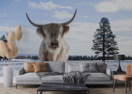 Cow In Snow photowallpaper Scandiwall