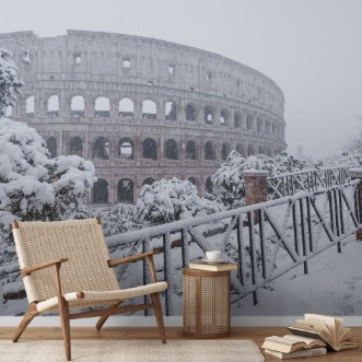 Snow storm in Colosseum photowallpaper Scandiwall