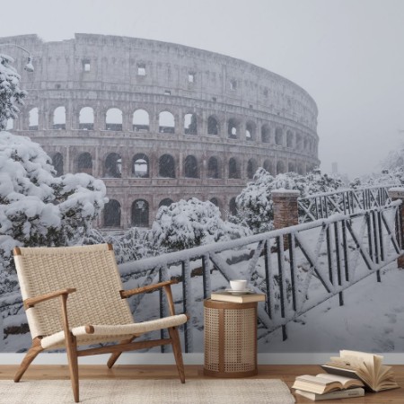Snow storm in Colosseum photowallpaper Scandiwall