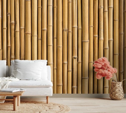 Bamboo fence photowallpaper Scandiwall