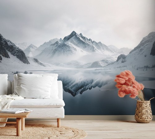 Surrounded lake photowallpaper Scandiwall