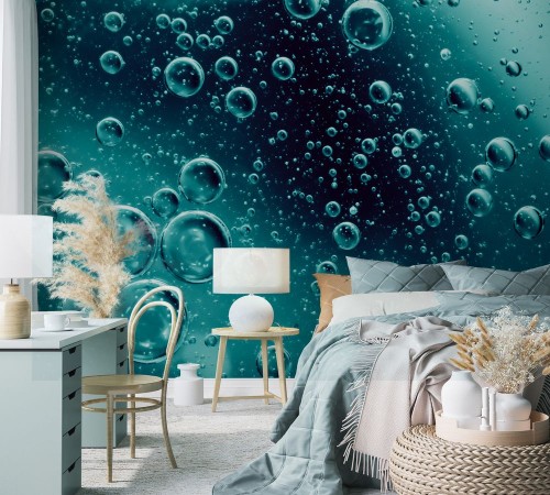 Water air and oil mixed for a bubbly effect photowallpaper Scandiwall