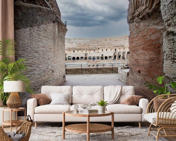 Colosseum in Rome with dark clouds photowallpaper Scandiwall