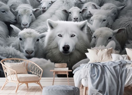 Wolf x sheep photowallpaper Scandiwall