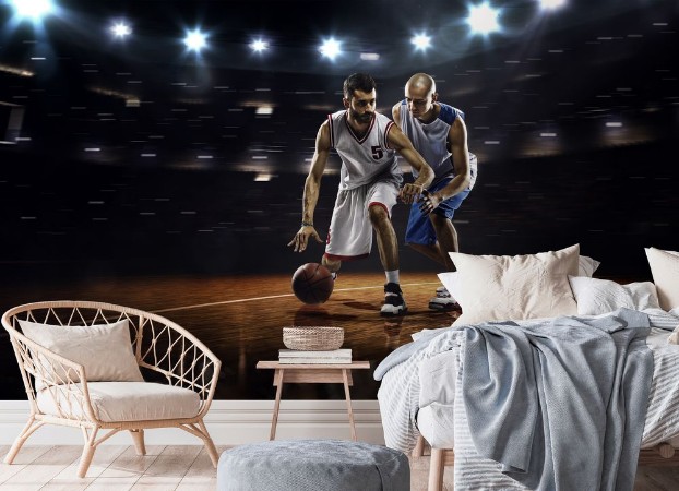Two Basketball Players in Action photowallpaper Scandiwall