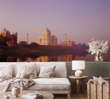 Beautiful Scenery Of Taj Mahal And A Body Of Water photowallpaper Scandiwall