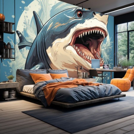 Shark attack photowallpaper Scandiwall