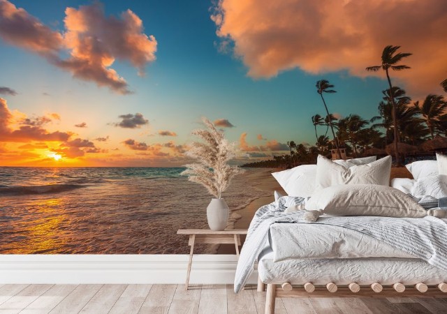 Sunrise over the beach photowallpaper Scandiwall