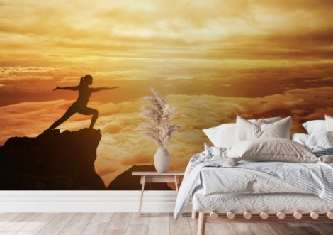 Yoga Position on the Top of Mountain photowallpaper Scandiwall