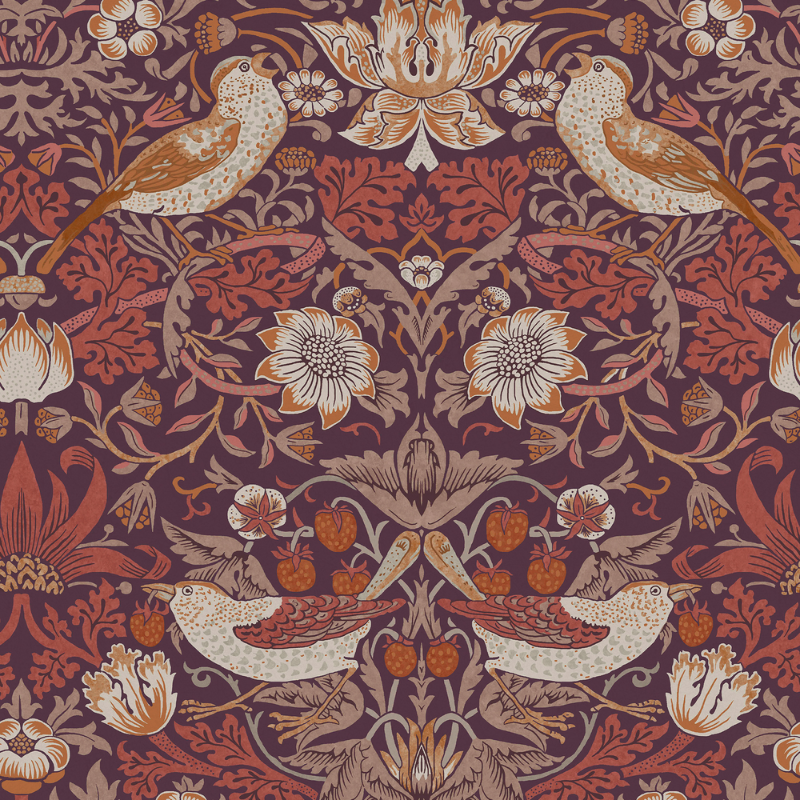 Strawberry Thief Plum - 124229 wallpaper Graham & Brown