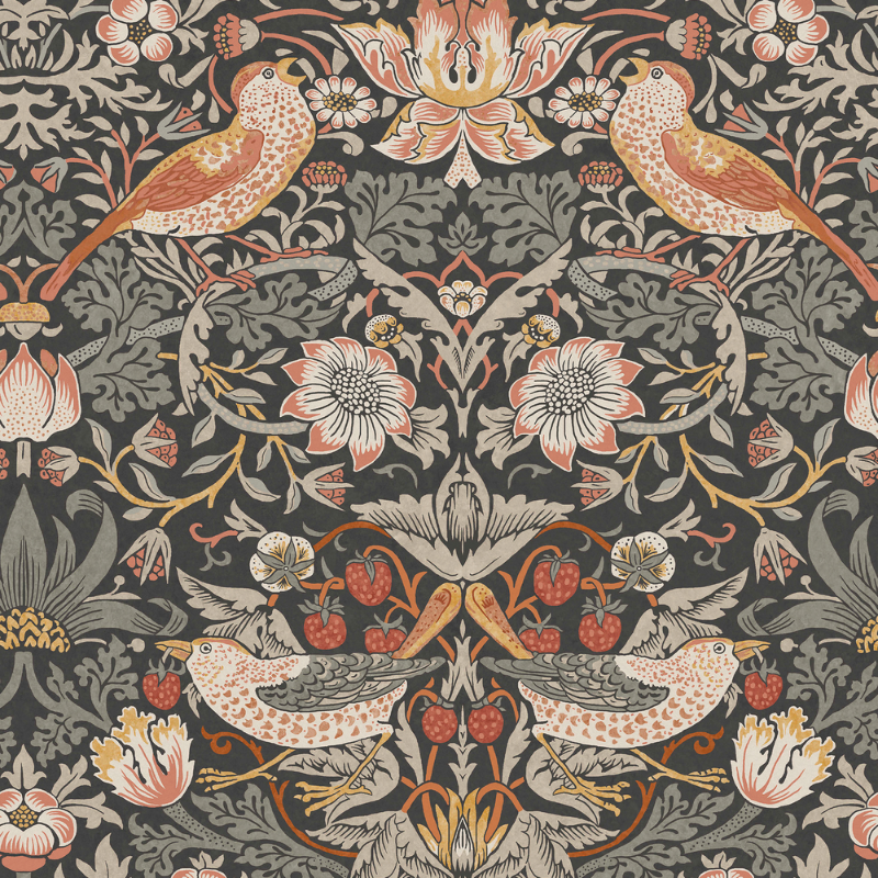 Strawberry Thief Charcoal - 124230 wallpaper Graham & Brown