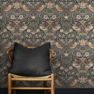 Strawberry Thief Charcoal - 124230 wallpaper Graham & Brown