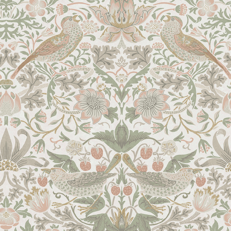 Strawberry Thief Sage & Pink - 124233 wallpaper Graham & Brown