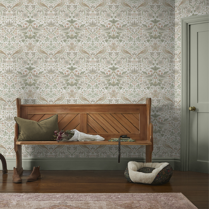 Strawberry Thief Sage & Pink - 124233 wallpaper Graham & Brown