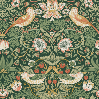 Strawberry Thief Rich Green - 124234 wallpaper Graham & Brown