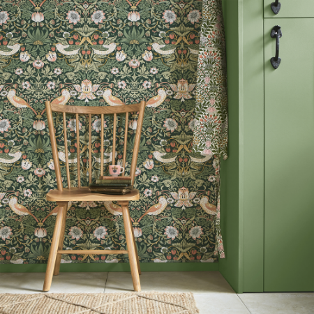 Strawberry Thief Rich Green - 124234 wallpaper Graham & Brown