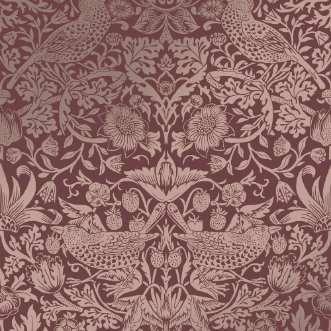 Strawberry Thief Fibrous Burgundy - 124235 wallpaper Graham & Brown