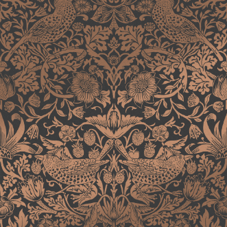 Strawberry Thief Fibrous Charcoal - 124236 wallpaper Graham & Brown