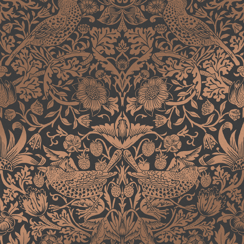 Strawberry Thief Fibrous Charcoal - 124236 wallpaper Graham & Brown