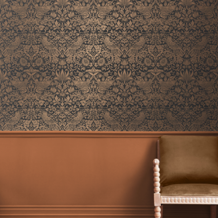 Strawberry Thief Fibrous Charcoal - 124236 wallpaper Graham & Brown