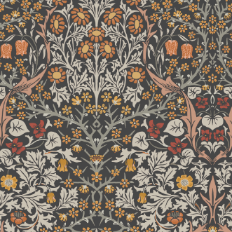 Blackthorn Charcoal & Burnt Orange - 124250 wallpaper Graham & Brown