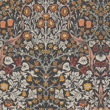 Blackthorn Charcoal & Burnt Orange - 124250 wallpaper Graham & Brown