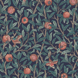 Bird & Pomegranate Navy Blue - 124259 wallpaper Graham & Brown