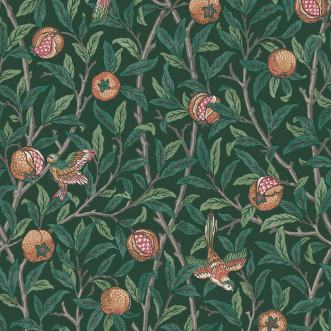 Bird & Pomegranate Deep Green - 124260 wallpaper Graham & Brown