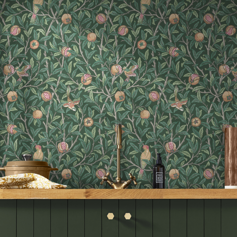 Bird & Pomegranate Deep Green - 124260 wallpaper Graham & Brown